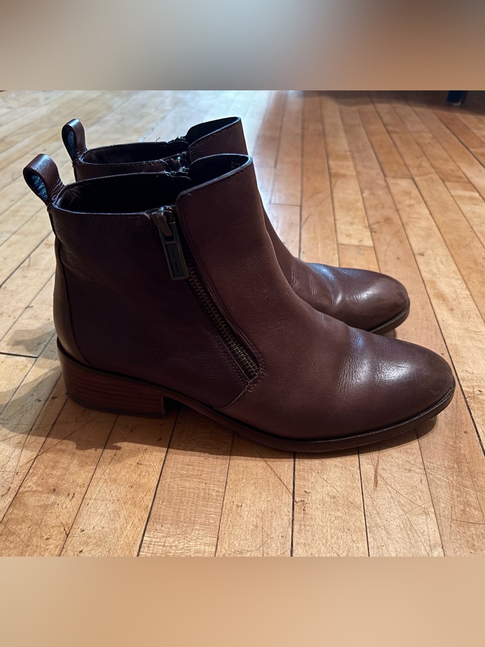 Cole Haan Women's Brown Leather Ankle Boot with Side Zip